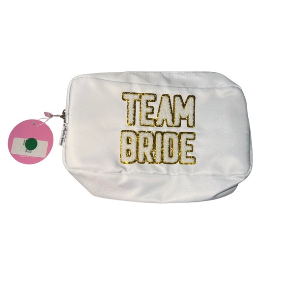 Simply Southern Handbags - Simply Southern White Team‎ Bride Glitter Cosmetic Bag Pouch